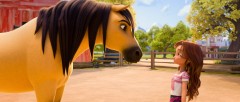 (from left) – Spirit and Lucky Prescott (Isabela Merced) in DreamWorks Animation’s Spirit Untamed, directed by Elaine Bogan.
